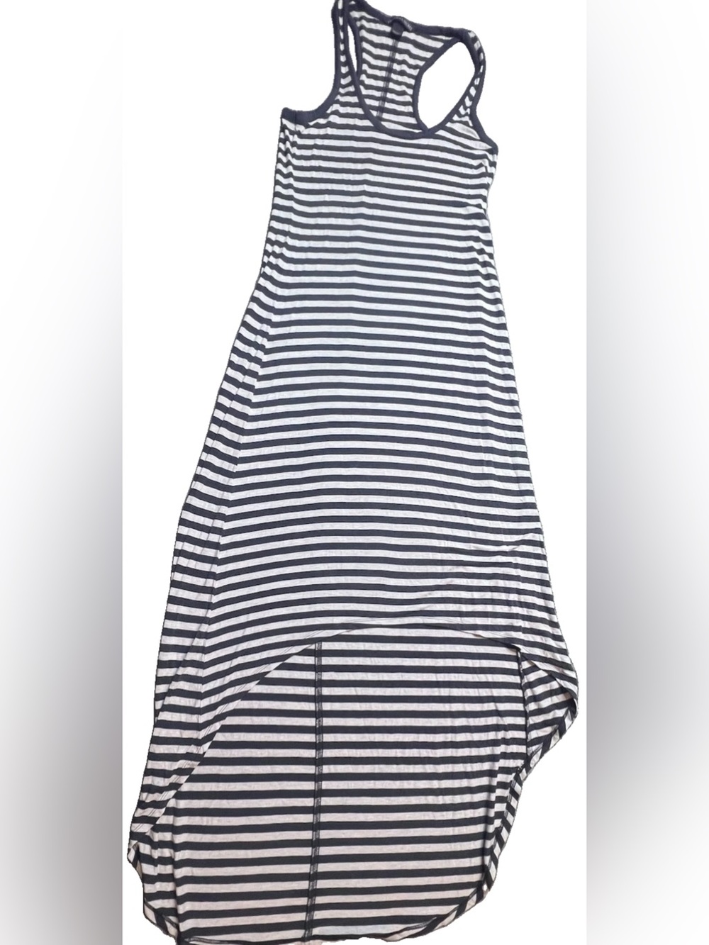Victorias Secret High Low Maxi Dress Women’s Size Medium Grey & White Stripes